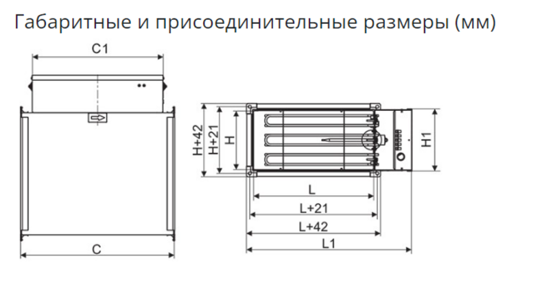 Электрические воздухонагреватели для прямоугольных каналов серии ЭНП
